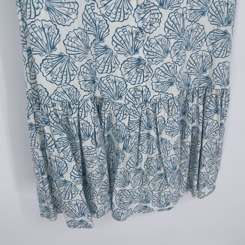 WAYF Sun Dress Coastal Beach Shell Vacation Womens Size M NWT Linen M Blue White - Picture 5 of 12